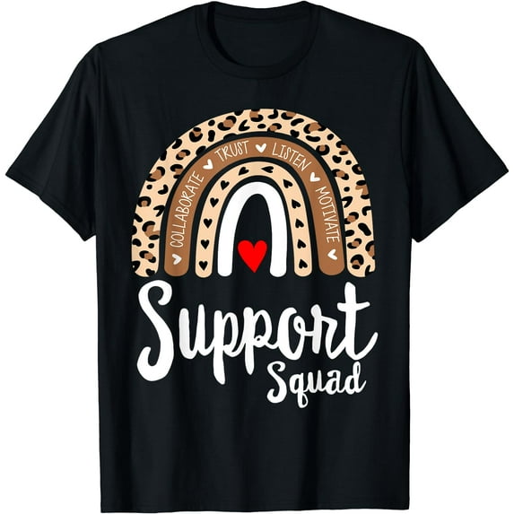 School Support Services Team Teacher Support Squad Leopard T-Shirt Black X-Large