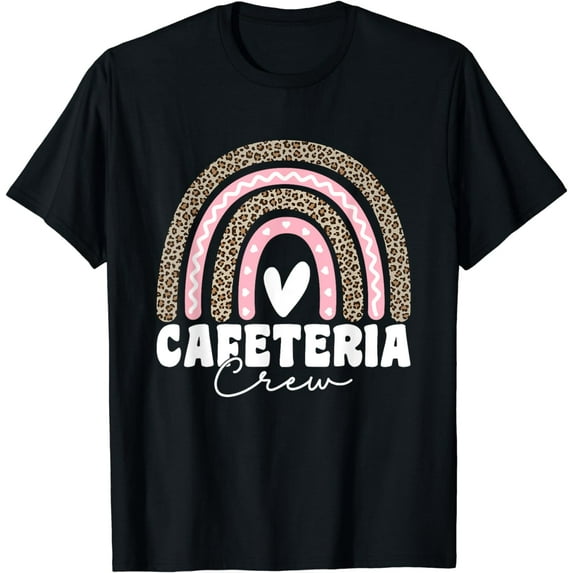School Support Team Matching Cafeteria Crew Leopard Rainbow T-Shirt