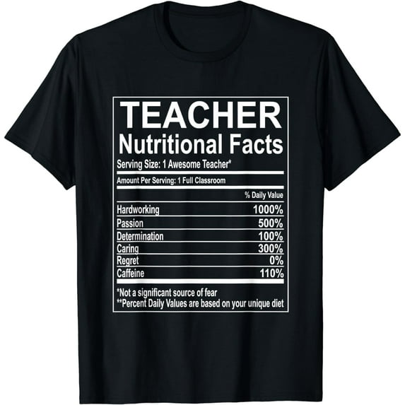School Teacher Nutrition Facts Educator Teacher Appreciation T-Shirt