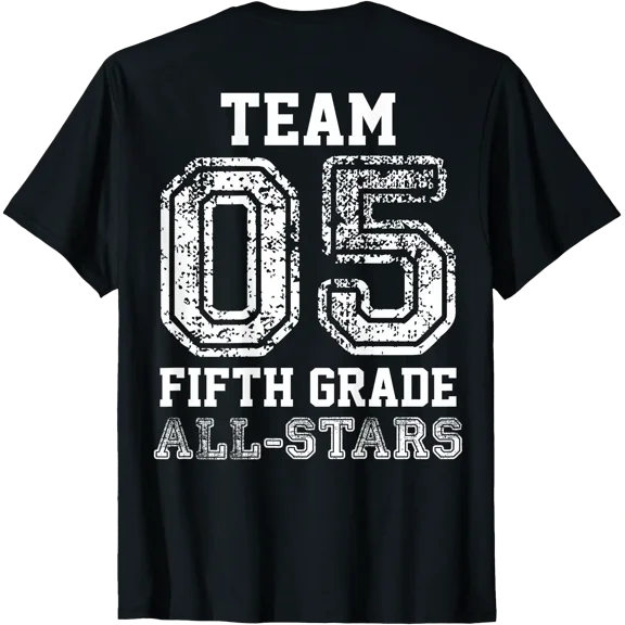 School Team 5th Grade All-Stars Sports Jersey (On Back) T-Shirt
