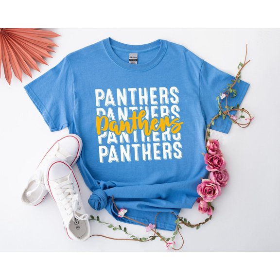 School Team Spirit Shirt Panther Mascot Design Ringspun Cotton Preshrunk Game Day Apparel