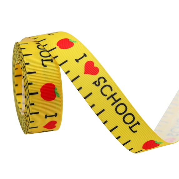 School-Themed Ribbon Set – 10 Rolls of Cute Abc, Bus & Pencil Printed Ribbons for Teacher Appreciation Crafts,Polyester Diy Gift-Wrapping & Wreath Supplies, Back-To-Stock Classroom Décor