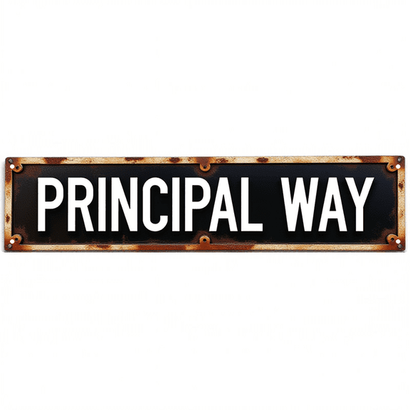 School Tin Sign 16x4 Inch Principal Way Design - Great for Classroom, Office, Outdoor Educational Decor