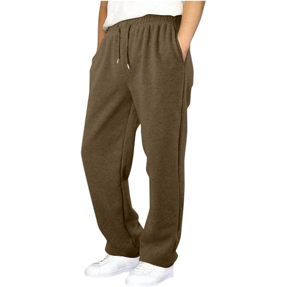 School Uniform,Boys Baggy Sweatpants With Pockets Straight Leg Elastic Waist Open Bottom Sweat Pant Back To School Uniform Pants Coffee 140