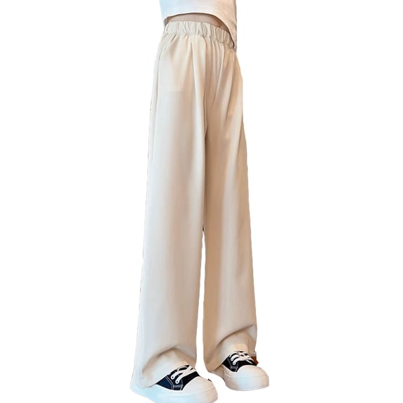 School Uniform for Boys Dress Pants Elastic Waist Skinny Pants with Pockets Boys White Pants Back To School Straight Fit Uniform Dresses for Girls 10-11 Years