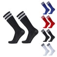 thumbnail image 1 of School Uniform Cotton Knee High Socks Athletic Sports Soccer Socks Tube Sock for Girls and Boys Black One Size, 1 of 2