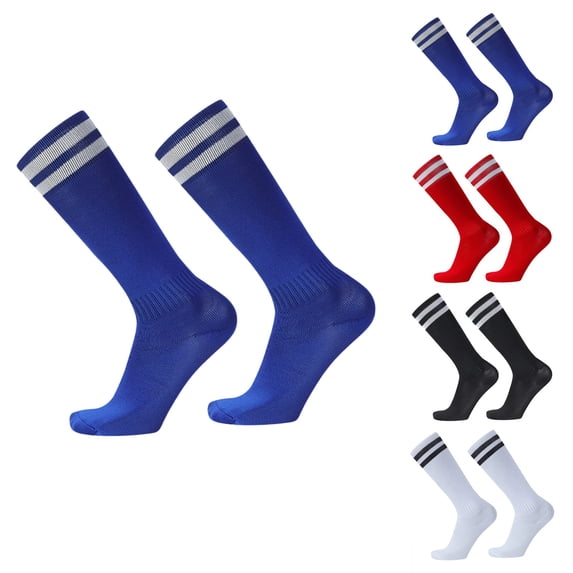 School Uniform Cotton Knee High Socks Athletic Sports Soccer Socks Tube Sock for Girls and Boys Blue One Size