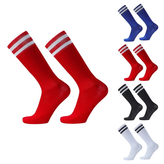 School Uniform Cotton Knee High Socks Athletic Sports Soccer Socks Tube Sock for Girls and Boys Red One Size