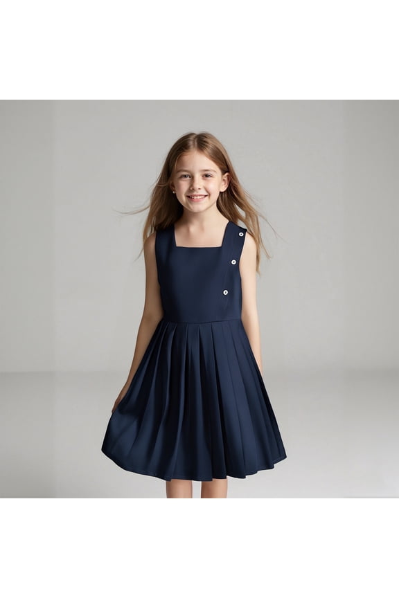 School Uniform Dress Knee Length Sleeveless Navy Uniform Jumper Uniform Girls 6-7 Years