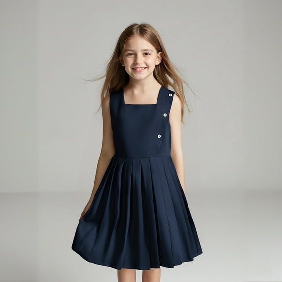 School Uniform Dress Knee Length Sleeveless Navy Uniform Jumper Uniform Girls 6-7 Years