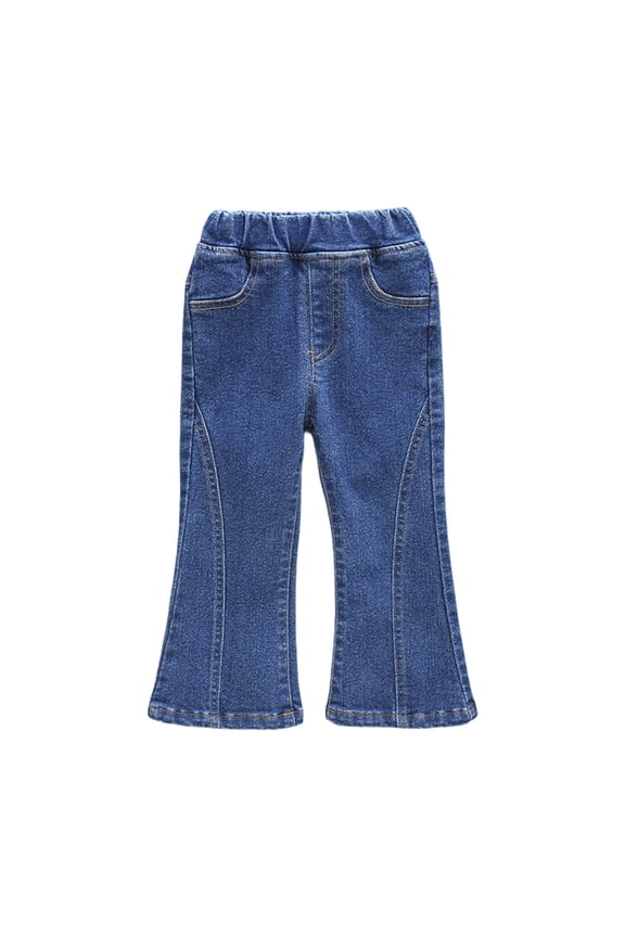 School Uniform Dress for Versatile Girls Denim Bottoms for Daily Comfort Secure Fit Everyday Casual Long Pants for Little Seasonal Ready Bottomwear Blue 2-3 Years