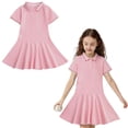 thumbnail image 1 of School Uniform Dress for Girls Short Sleeve Polo Dresses Pink Tennis Dress Kids Girl Clothes 6-7 Years, 1 of 4