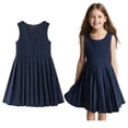 thumbnail image 1 of School Uniform Dresses for Girls Cute Pleated Knee Length Sleeveless Navy Girls Uniform Jumper Girls Uniform 13-14 Years, 1 of 8