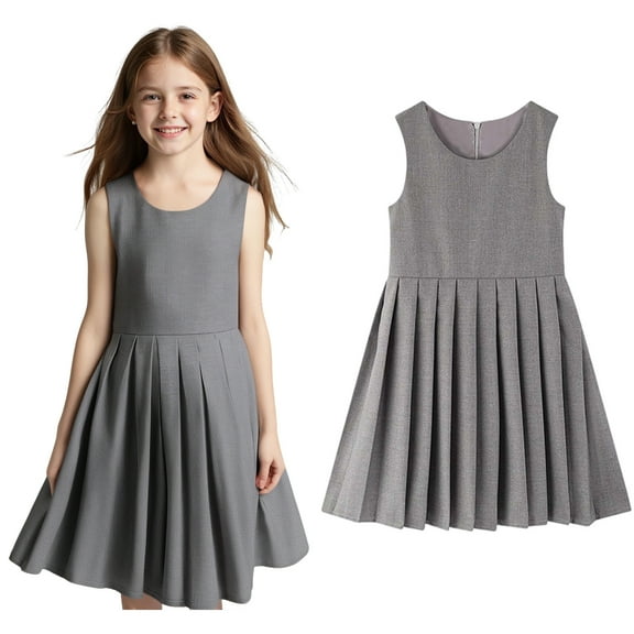 School Uniform Dresses for Girls Knee Length Sleeveless Grey Girls Uniform Jumper Uniforms for Girls 13-14 Years
