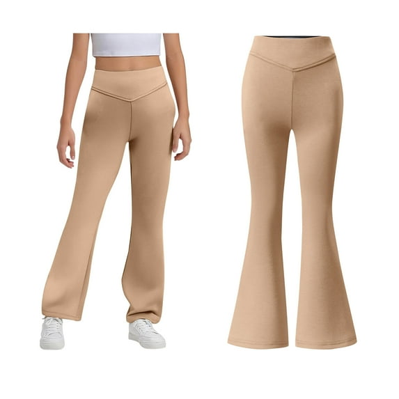School Uniform for Girls Skinny Fit Kids Dress Pants with Pockets Flare Leg Pants Khaki Pants Back To School Clothes for Teen Girls Pants Size 11-12 Years