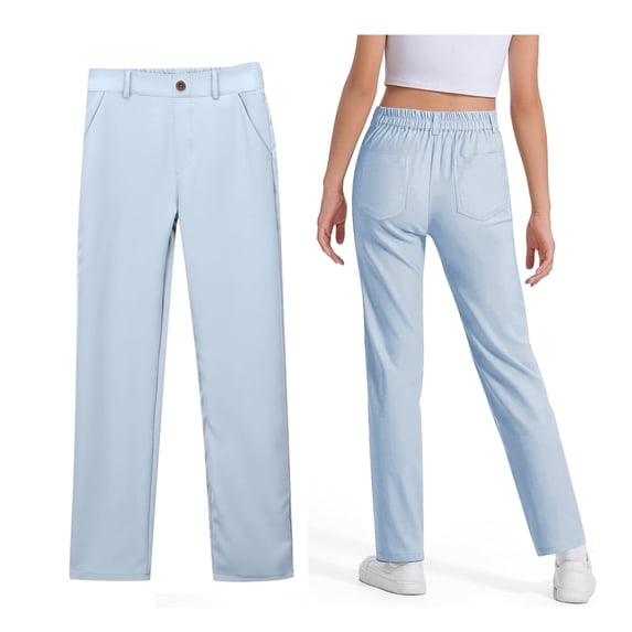 School Uniform for Girls Fit Kids Dress Pants with Pockets Straight Pants Boys Blue Uniform Pants Back to School Outfits for Girls Kids Tween Girl Clothing 11-12 Years