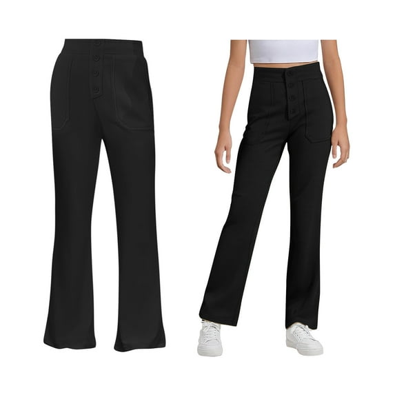 School Uniform for Girls Skinny Fit Kids Dress Pants with Pockets Straight Pants Girls Black Uniform Pants Back To School Outfits for Girls Teen Cute Clothes for Girls 11-12 Years