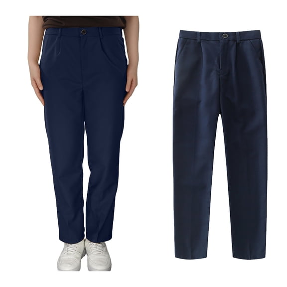School Uniform for Girls Skinny Fit Kids Dress Pants with Pockets Straight Pants Navy Pants for Girls Back To School Outfits for Girls Teen Girls Pants Size 11-12 Years