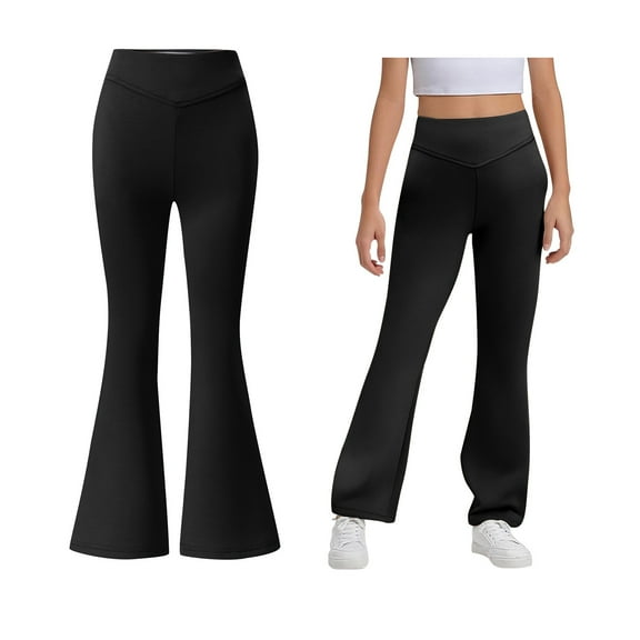 School Uniform for Girls Skinny Fit Stretch Pants with Pockets Flare Leg Pants Black Pants Back To School Outfits for Girls Kids Preppy Clothes for Girls 7-8 Years