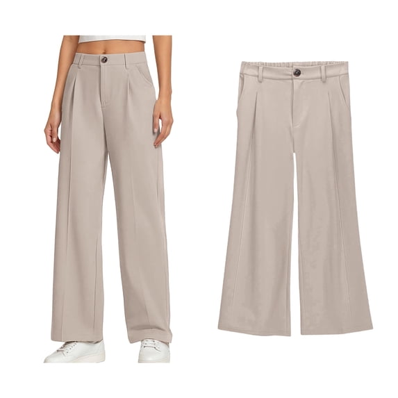 School Uniform for Girls Skinny Fit Stretch Pants with Pockets Straight Pants Beige Uniform Pants Back To School Clothes Kids Clothes for Girls 7-8 Years