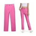 thumbnail image 1 of School Uniform for Girls Skinny Fit Stretch Pants with Pockets Straight Pants Girls Pink Pants Back To School Clothes Kids Preppy Clothes for Girls 9-10 Years, 1 of 7