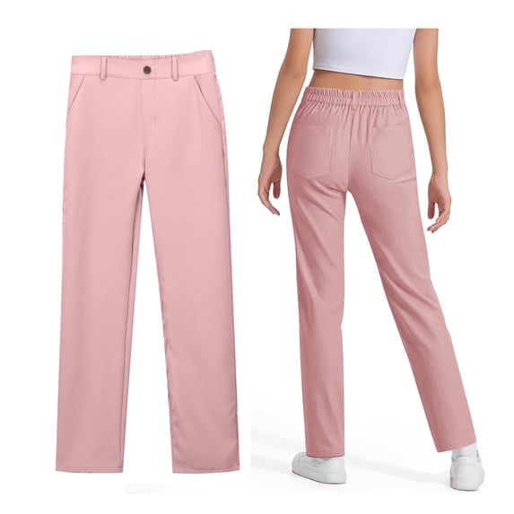 School Uniform for Girls Skinny Pants Kids Dress Pants with Pockets Straight Pants Boys Pink Uniform Pants Back to School Clothes for Teen Girls Teen Girls Clothes Size 15-16 Years