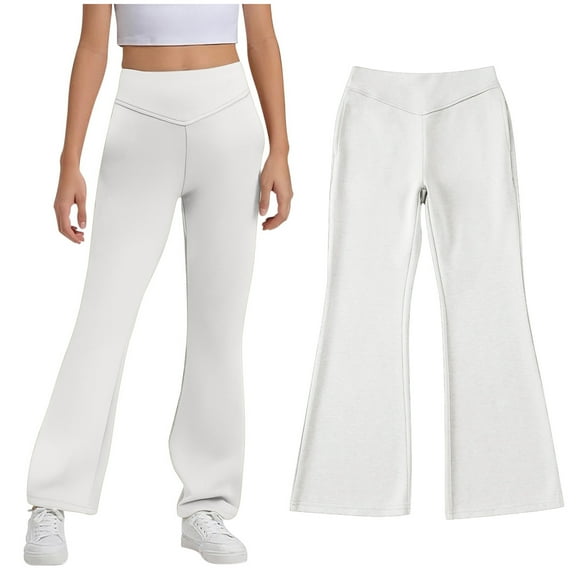 School Uniform for Girls Skinny Pants Stretch Pants with Pockets Flare Leg Pants Girls White Uniform Pants Back to School Clothes for Teen Girls Kid Girls Clothes Size 5-6 Years