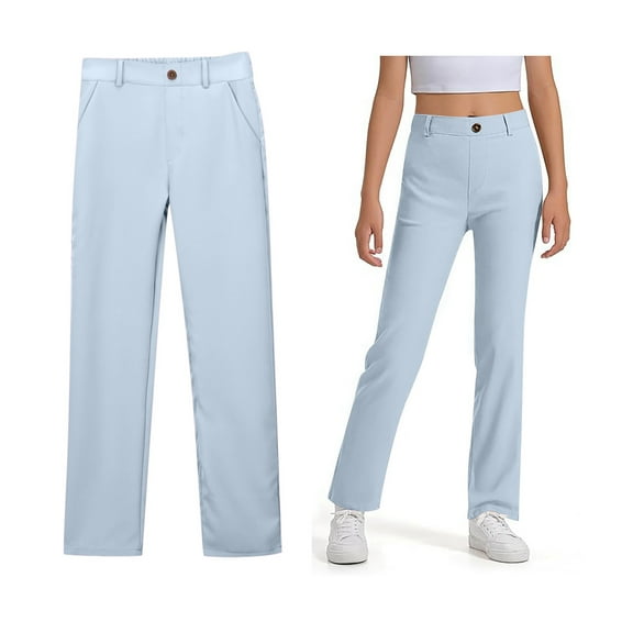 School Uniform for Girls Skinny Pants Stretch Pants with Pockets Straight Pants Blue School Pants for Girls Back To School ClothesTween Girl Clothing 15-16 Years