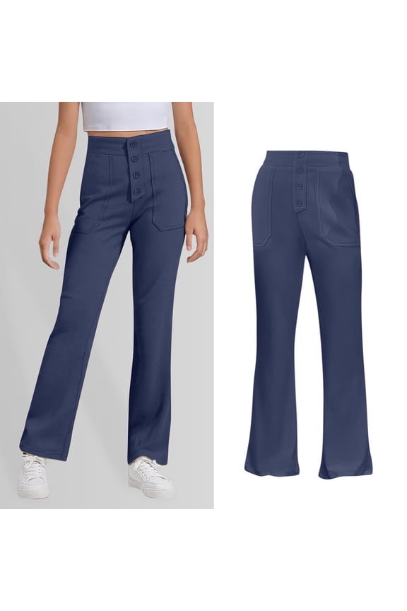 School Uniform for Girls Pants Stretch Pants with Pockets Straight Pants Navy Blue Pants for Girls Uniform Back to School Clothes for Girls Kid Clothes for Girls 5-6 Years