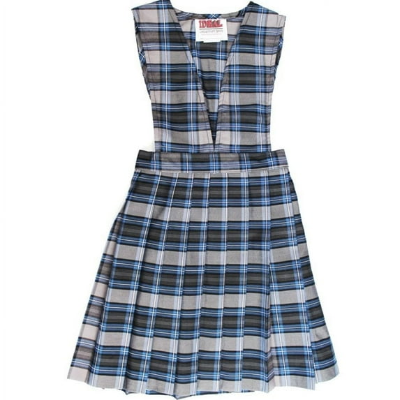 School Uniform Girls' V-Neck Wide Strap Plaid Jumper