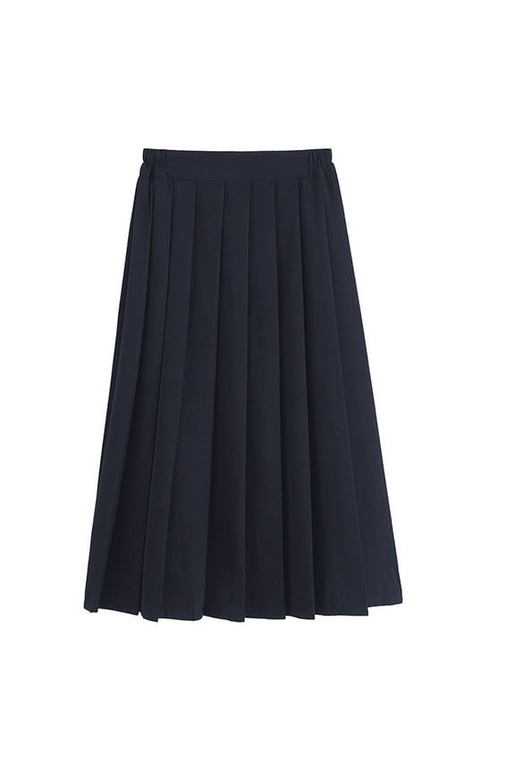 School Uniform Maxi Skirts for Girls Trendy Elastic High Waist Pleated A-Line Skorts with Shorts Teen Preppy Cute Outfits