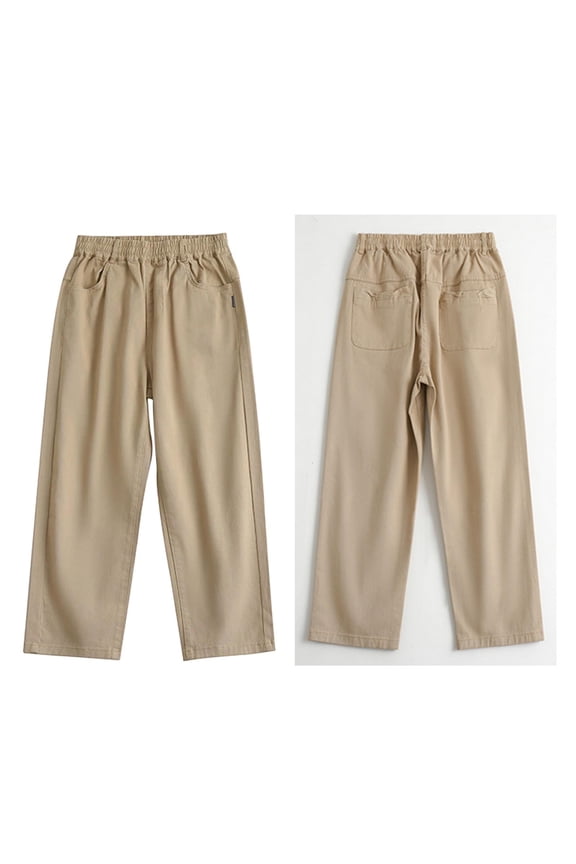 School Uniform Pants for Girls Dress Pants High Stretchy Straight Pants with Pockets Khaki Boys Uniform Pants Back To School Slim Fit Uniforms for Girls 5-6 Years