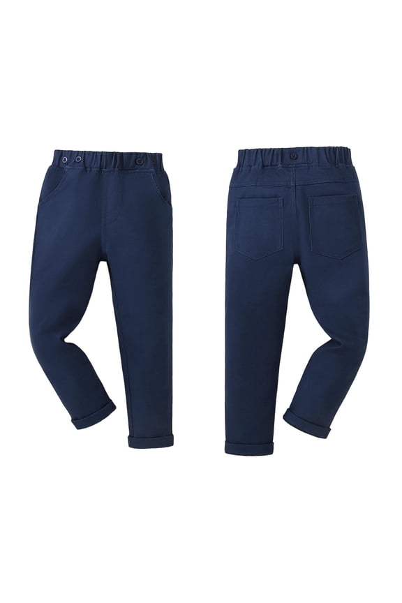 School Uniform Pants for Girls Dress Pants High Stretchy Stretch Pants with Pockets Girls Navy Uniform Pants Back To School Straight Fit Size 4-5 Years Pants