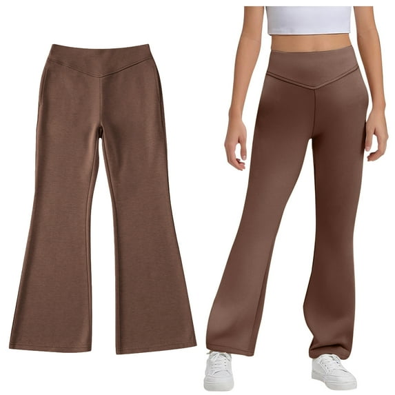 School Uniform Pants for Girls Skinny Fit Kids Dress Pants with Pockets Flare Leg Pants Girls Brown Pants Back to School Outfits for Teen Girls Kid Clothes for Teen Girls 7-8 Years
