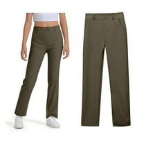 School Uniform Pants for Girls Skinny Fit Kids Dress Pants with Pockets Straight Pants Army Green School Pants for Girls Back To School Outfits for Girls Kids Clothes for Girls 7-8 Years