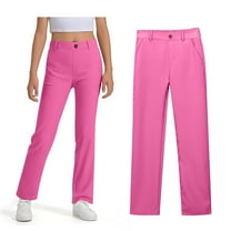 School Uniform Pants for Girls Skinny Fit Kids Dress Pants with Pockets Straight Pants Hot Pink Uniform Pants Back To School Outfits for Teen Girls Kid Girls Outfits Size 5-6 Years