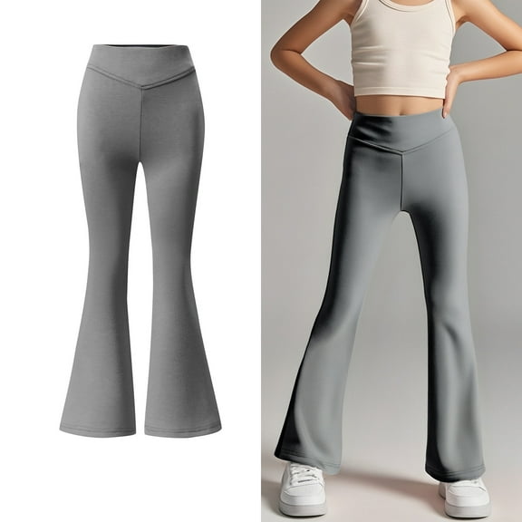 School Uniform Pants for Girls Skinny Fit Stretch Pants with Pockets Flare Leg Pants Girls Grey Uniform Pants Back To School Clothes Preppy Clothes 7-8 Years Girls Clothes