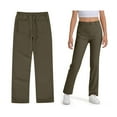 thumbnail image 1 of School Uniform Pants for Girls Skinny Fit Stretch Pants with Pockets Straight Pants Army Green Pants Back To School Outfits for Girls Kids Girls Clothes Size 9-10 Years, 1 of 5