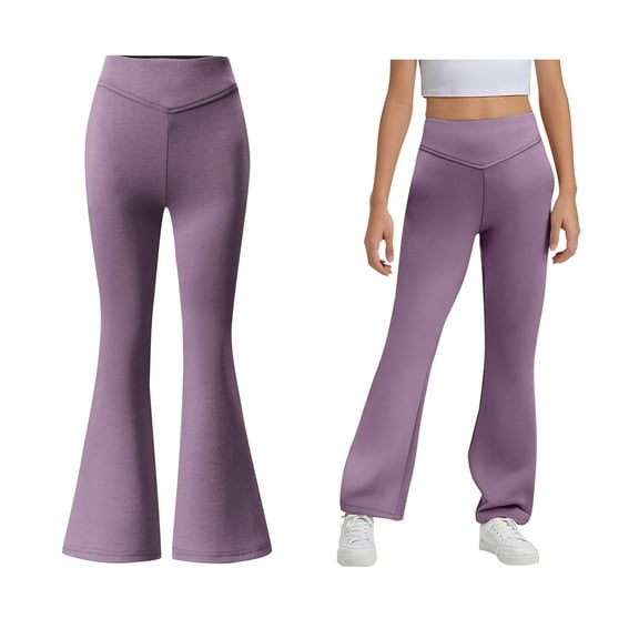 School Uniform Pants for Girls Skinny Pants Kids Dress Pants with Pockets Flare Leg Pants Purple Pants for Girls Uniform Back To School Outfits for Girls Kids Girls Pants Size 5-6 Years