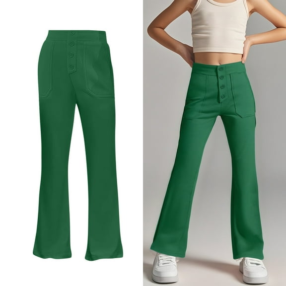 School Uniform Pants for Girls Skinny Pants Kids Dress Pants with Pockets Straight Pants Green Pants for Girls Uniform Back To School Clothes for Girls Girls Pants Size 7-8 Years Girls Clothes
