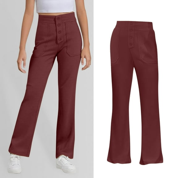 School Uniform Pants for Girls Skinny Pants Kids Dress Pants with Pockets Straight Pants Pants for Girls Back to School Clothes Kid Preppy Clothes for Girls 7-8 Years