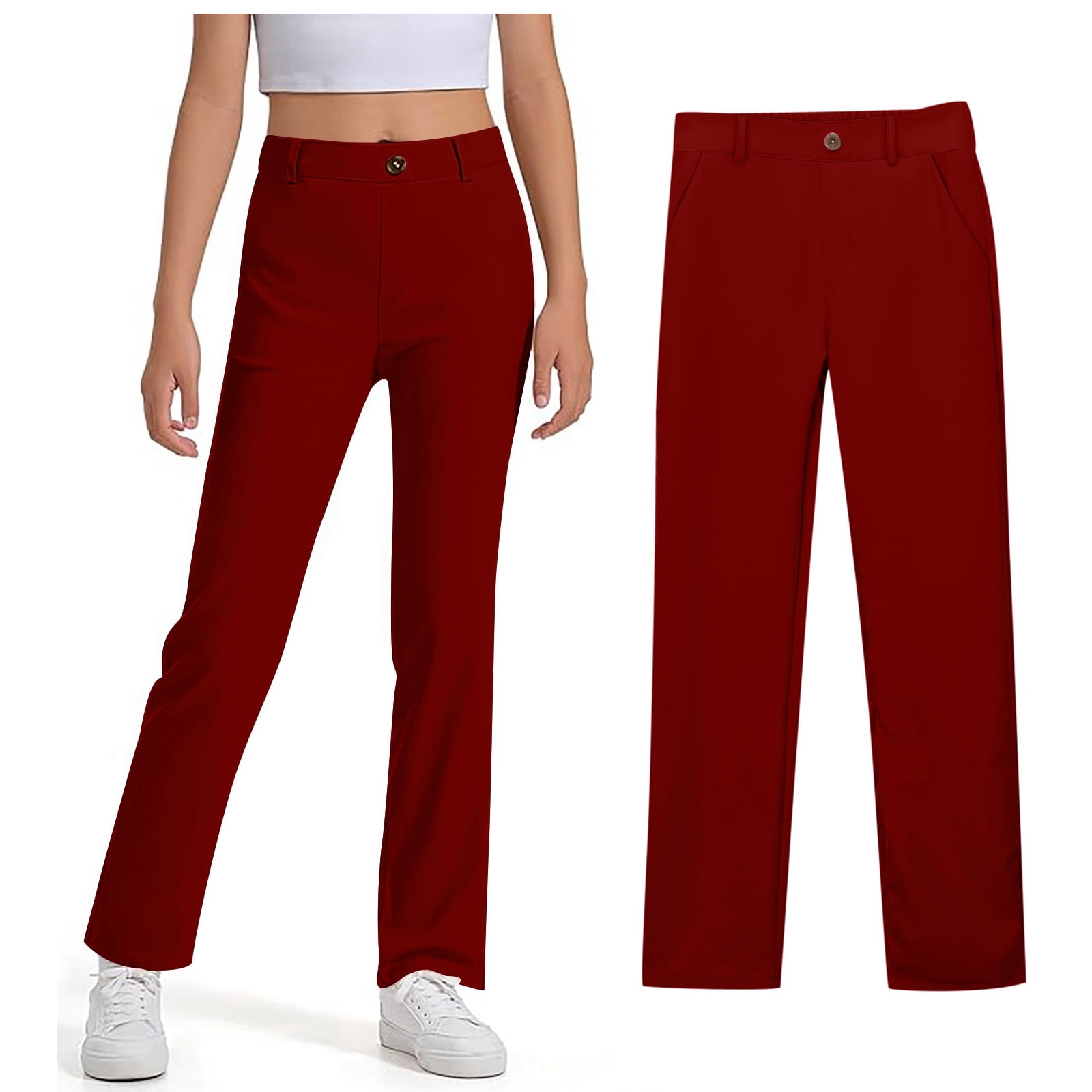 School Uniform Pants for Girls Skinny Pants Kids Dress Pants with ...
