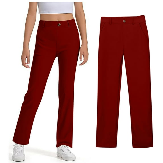 School Uniform Pants for Girls Skinny Pants Kids Dress Pants with Pockets Straight Pants School Pants for Girls Back to School Outfits for Teen Girls Kids Girls Clothes Size 7-8 Years