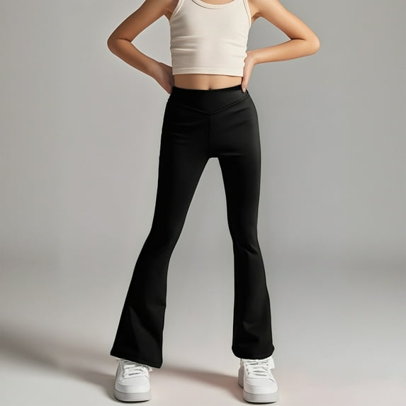 School Uniform Pants for Girls Skinny Pants Stretch Pants with Pockets Flare Leg Pants Black School Pants for Girls Back To School Clothes Girls Pants Size 5-6 Years Girls Clothes