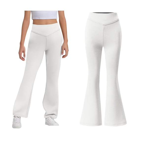 School Uniform Pants for Girls Skinny Pants Stretch Pants with Pockets Flare Leg Pants Girls White Uniform Pants Back To School Clothes Kids Girls Pants Size 7-8 Years