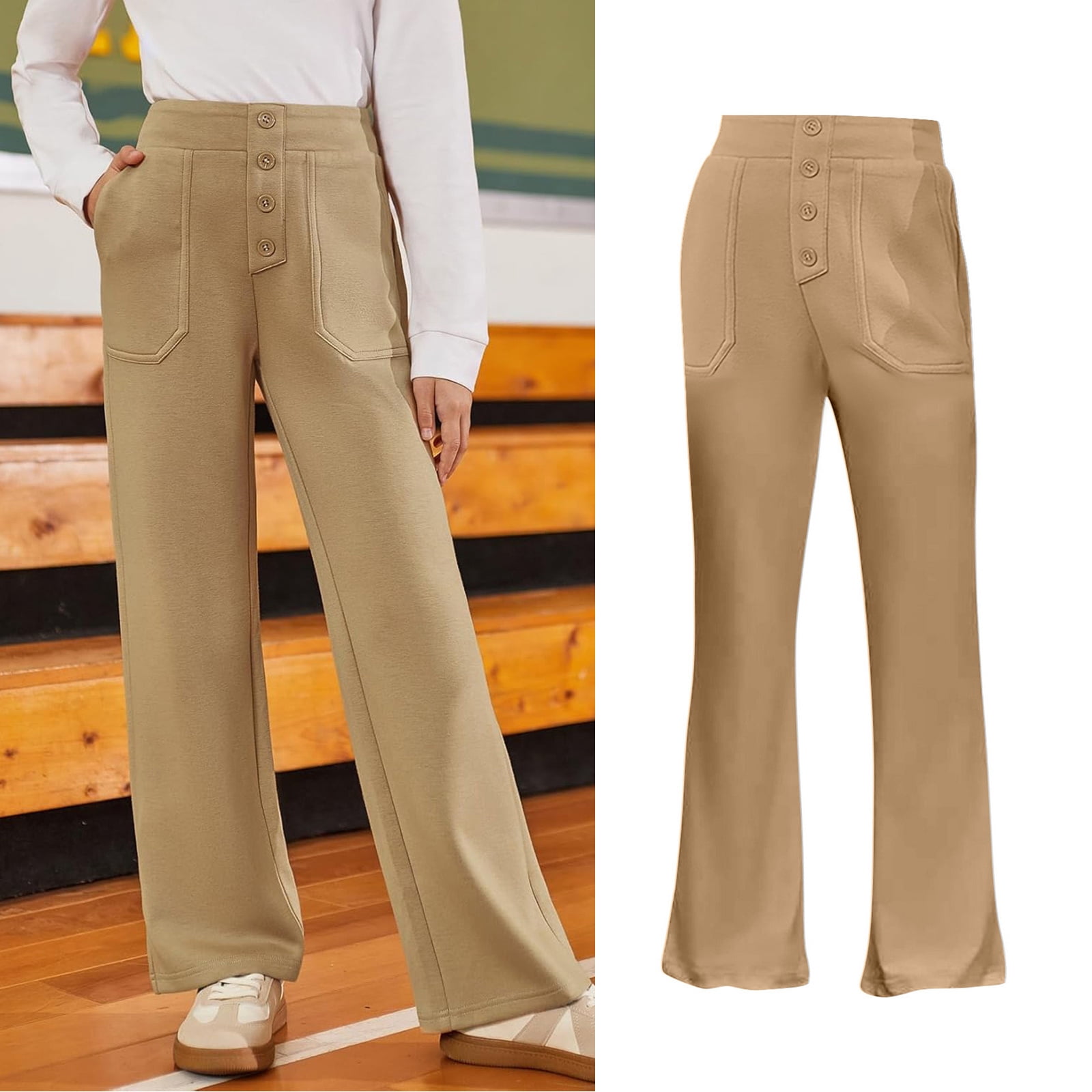 School Uniform Pants for Girls Skinny Pants Stretch Pants with Pockets