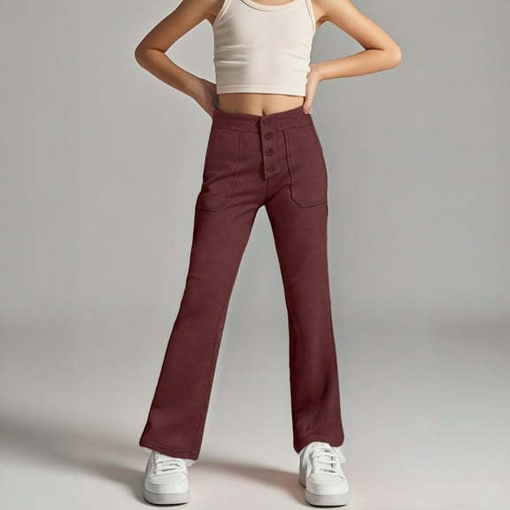 School Uniform Pants for Girls Skinny Pants Stretch Pants with Pockets Straight Pants Girls Red Pants Back To School Outfits for TeenGirls Clothes for Girls 11-12 Years Girls Clothes