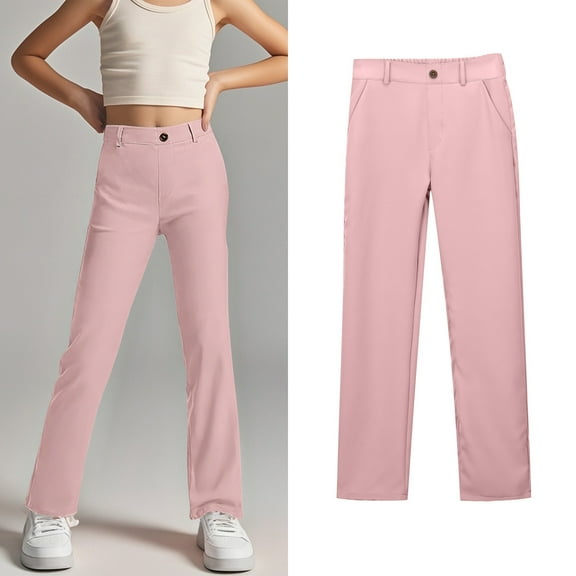 School Uniform Pants for Girls Skinny Pants Stretch Pants with Pockets Straight Pants Pink Pants Back To School Clothes Girls Outfits Size 5-6 Years Girls Clothes
