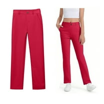 School Uniform Pants for Girls Skinny Pants Stretch Pants with Pockets Straight Pants Red Pants for Girls Uniform Back To School Clothes Teen Girls Pants Size 13-14 Years