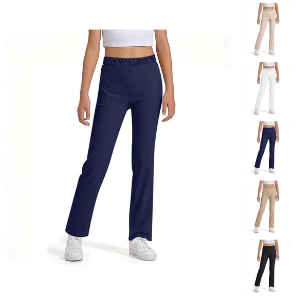 School Uniform Pants for Boys Girls 2025 Fashion High Stretchy Straight Leg Dress Pants with Pockets